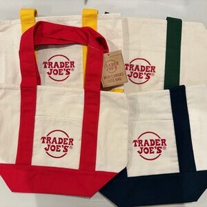 NWT Complete Set of 4 Trader Joe’s Mini Canvas Tote Bag - Original Colors
